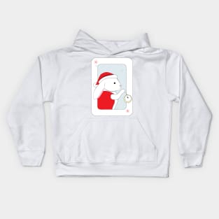 White Rabbit in Santa Hat Kids Hoodie